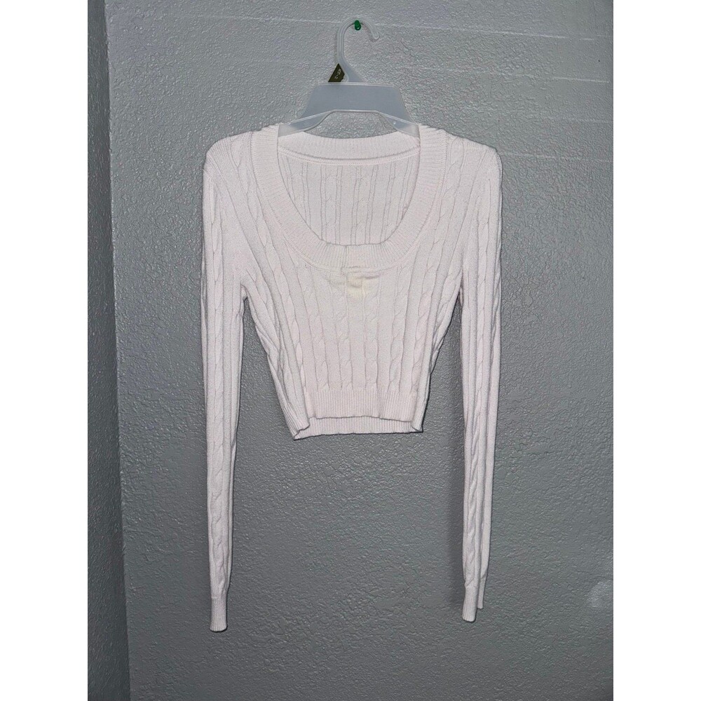 White Long Sleeve Cropped Top